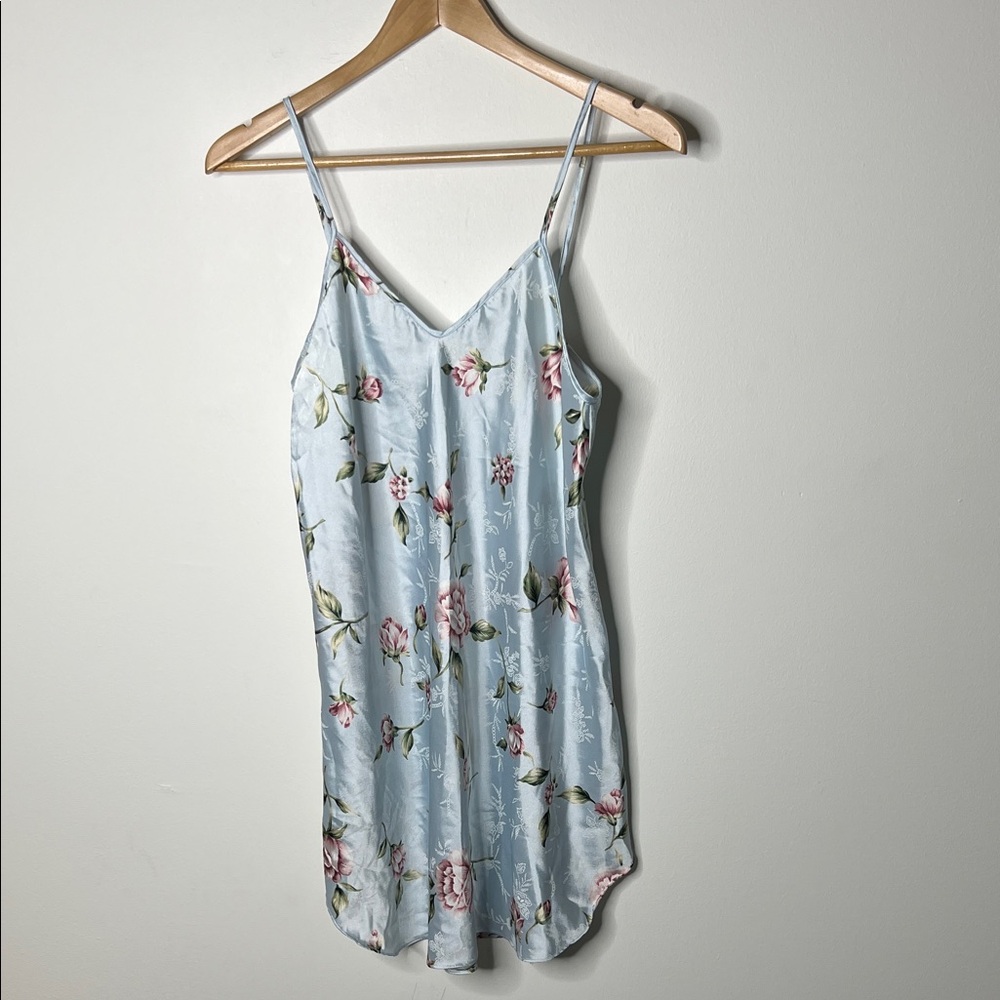 🔴 Vintage Satin Floral Nightdown Slip Dress